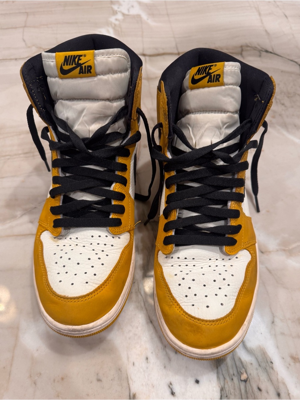 Nike Men’s High-Top Sneakers — White & Yellow